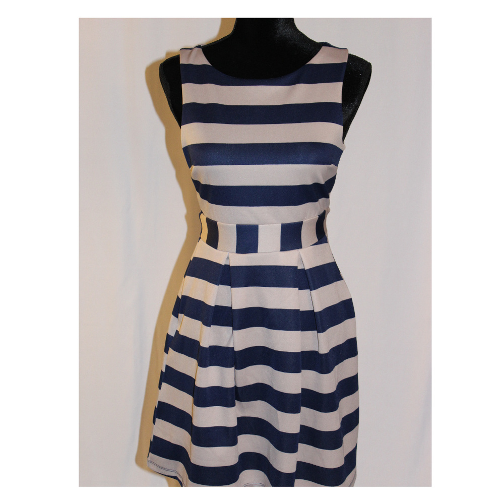 Monteau Dress Beige and Blue Size S